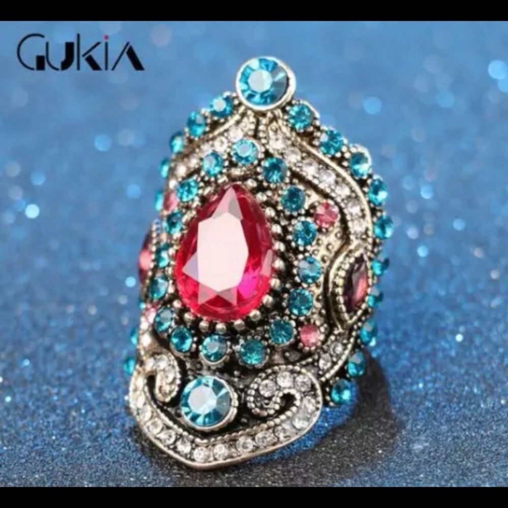 Multicolored Stone Crystal Ring - image 3